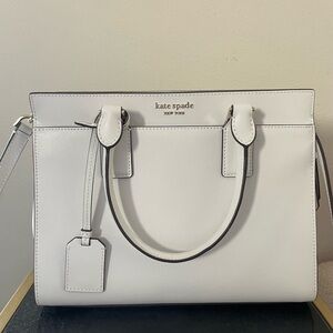 Kate Spade White Satchel with Elegant Design and Gold Hardware